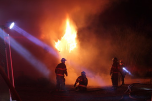 Firefighters responding a fire